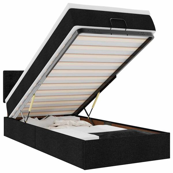 vidaXL Ottoman R&uacute;m me&eth; D&yacute;nu & LED Svartur 80x200cm Efni