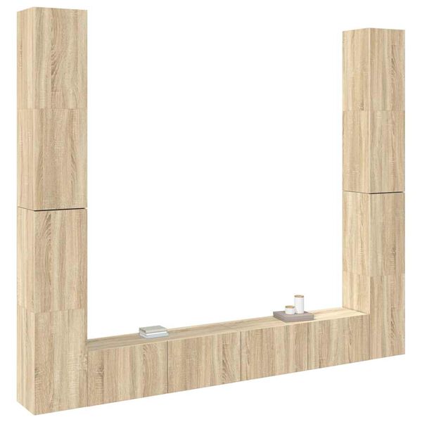 vidaXL 6 hluta Sjónvarpsskápasett Sonoma Eikarlitur Samsettur Viður