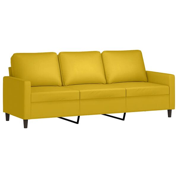 vidaXL 3 Parta Sófasett með Sessum Gulur Flauel