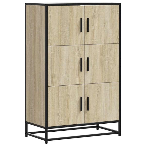 vidaXL Highboard Sonoma Eik 68x35x106,5 cm Hanna&eth;ur vi&eth;ur og m&aacute;lmur