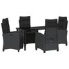 vidaXL Gar&eth;ur bor&eth;sett me&eth; p&uacute;&eth;i 5 pcs Svartur p&oacute;l&yacute;rattan