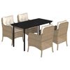 vidaXL 5 Hluta Gar&eth;bor&eth;sett me&eth; Sessum Drappa&eth; P&oacute;l&yacute;rattan