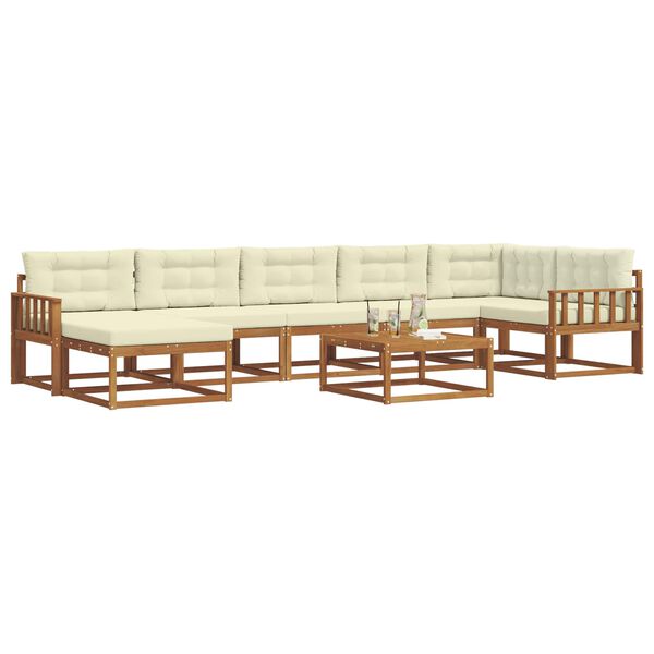 vidaXL &Uacute;ti s&oacute;fasett me&eth; p&uacute;&eth;i 8 pcs N&aacute;tt&uacute;rulegt og Krem