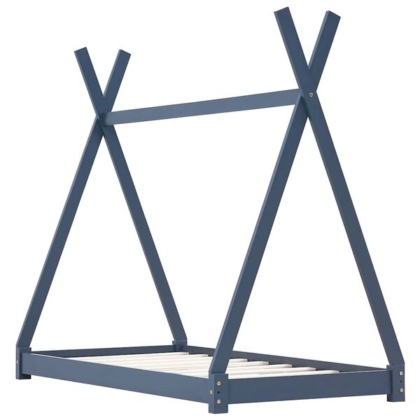 vidaXL Barnarúmgrind Grár Gegnheil Fura 80x160 cm