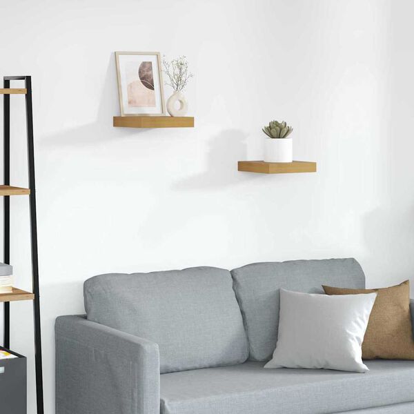 vidaXL Vegghylla 2 pcs Drapplita&eth;ur 23 x 23,5 x 4 cm Samsettur vi&eth;ur