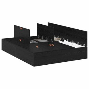 vidaXL R&uacute;mgrind me&eth; geymslur&yacute;mi me&eth; geymslu Svartur Eik 160 x 200 cm