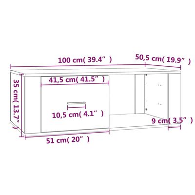 vidaXL Sófaborð Grátt Sonoma 100x50,5x35 cm Samsettur Viður