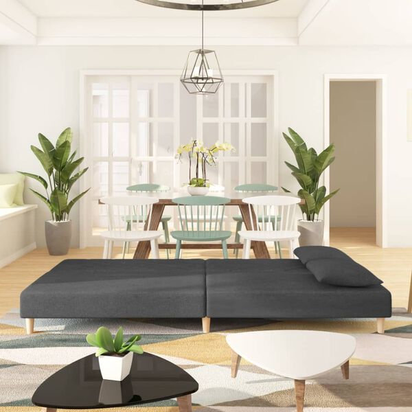 vidaXL 2-s&aelig;ta Svefns&oacute;fi me&eth; Tveimur P&uacute;&eth;um D&ouml;kkgr&aacute;r Tau&aacute;kl&aelig;&eth;i