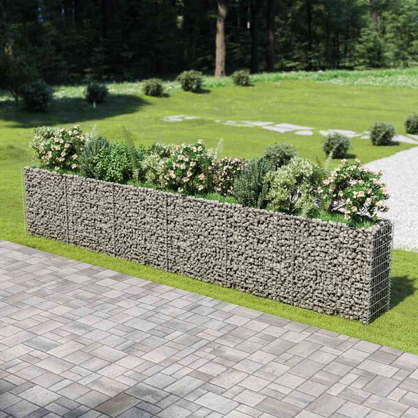 vidaXL Gabion Grj&oacute;tkassi Upph&aelig;kka&eth; Bl&oacute;maker S&iacute;nkh&uacute;&eth;a&eth; st&aacute;l540x50x100cm