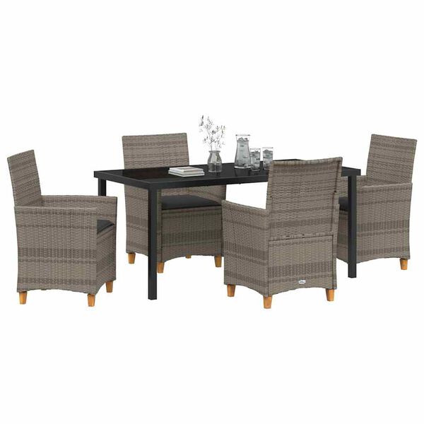 vidaXL Gar&eth;ur bor&eth;sett 5 pcs Gr&aacute;r p&oacute;l&yacute;rattan
