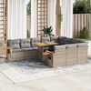 vidaXL 11 bita gar&eth;s&oacute;fasett me&eth; p&uacute;&eth;um Beige Poly Rattan Acacia