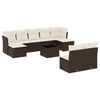 vidaXL 10 Hluta Gar&eth;s&oacute;fasett me&eth; Sessum Br&uacute;nn P&oacute;l&yacute;rattan