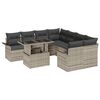 vidaXL Gar&eth;s&oacute;fa sett me&eth; p&uacute;&eth;i 9 pcs Lj&oacute;sgr&aacute;r p&oacute;l&yacute;rattan