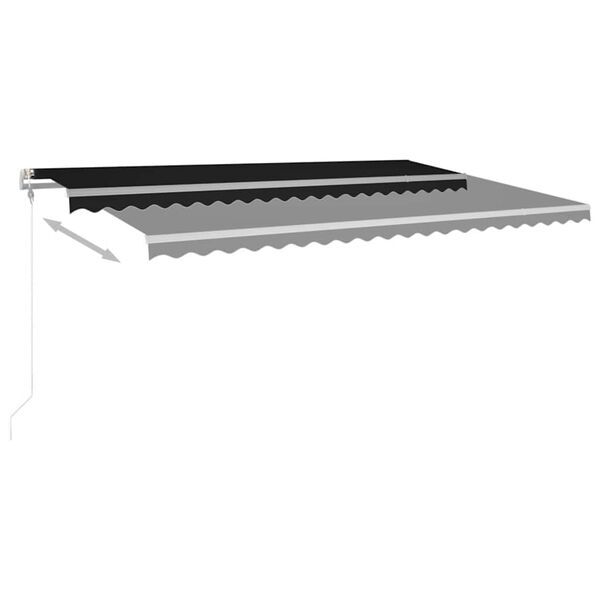 vidaXL Sj&aacute;lfvirkt Skyggni me&eth; LED&Vindskynjara 500x350 cm Reykgr&aacute;tt