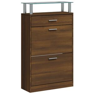 vidaXL Sk&oacute;sk&aacute;pur Br&uacute;nn Eikarlitur 63x24x104 cm Samsettur Vi&eth;ur