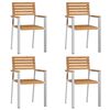 vidaXL Garður borðsett 5 pcs Brúnn Solid teak viður