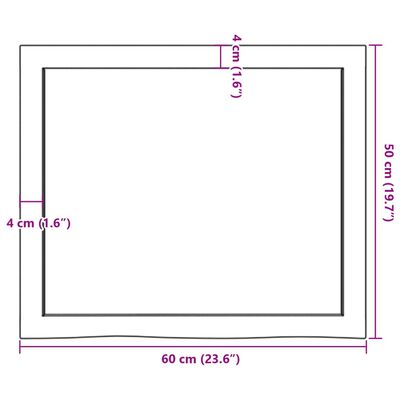 vidaXL Borðplata 60x50x(2-4) cm Ómeðhöndluð Gegnheil Eik