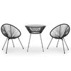 vidaXL &Uacute;tibor&eth;stofusett 3 Hluta Svart PVC Rattan