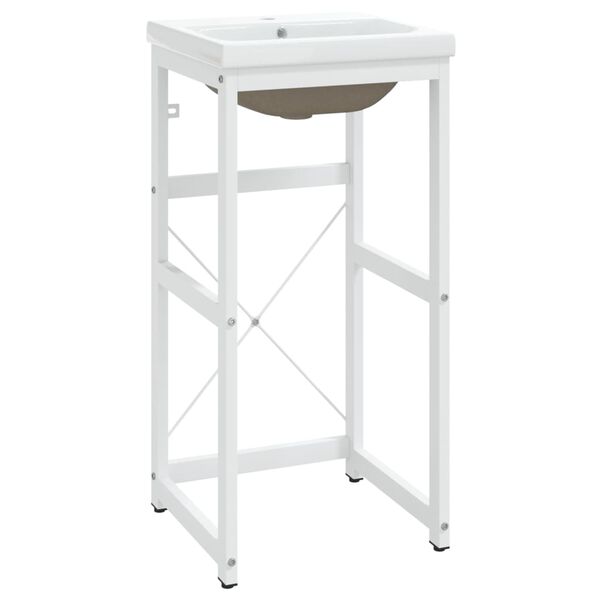 vidaXL Vaskagrind á Baðherbergið með Innbyggðri Handlaug Hvítt Járn