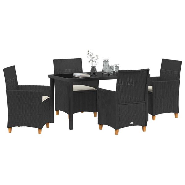 vidaXL Gar&eth;ur bor&eth;sett 5 pcs Svartur p&oacute;l&yacute;rattan