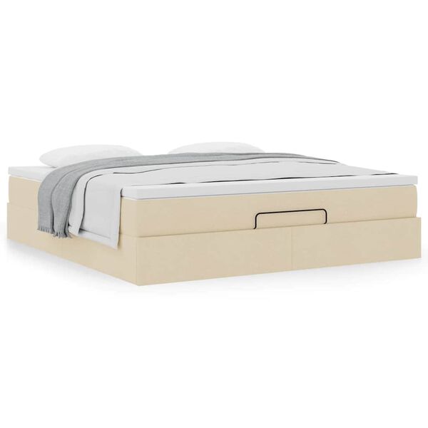 vidaXL Ottoman r&uacute;m me&eth; d&yacute;nukremi 180x200cm Efni