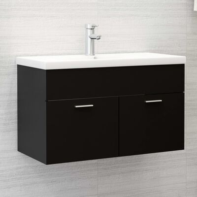 804657 vidaXL Sink Cabinet Black 80x38,5x46 cm Chipboard