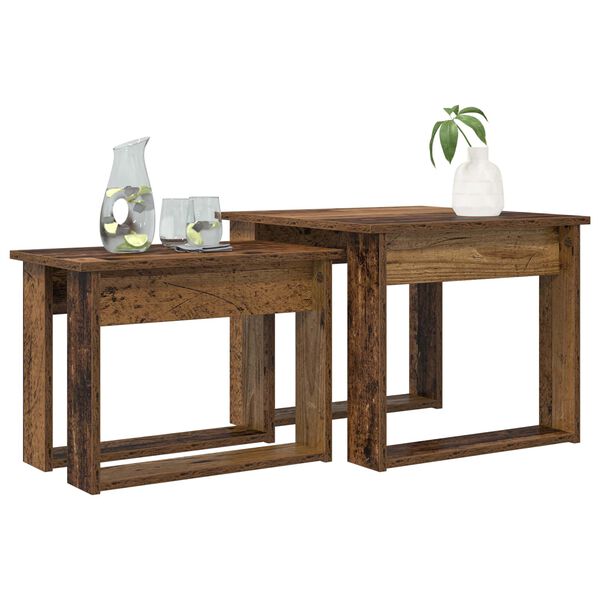 vidaXL Kaffibor&eth;set 2 pcs Gamalt timbur Samsettur vi&eth;ur