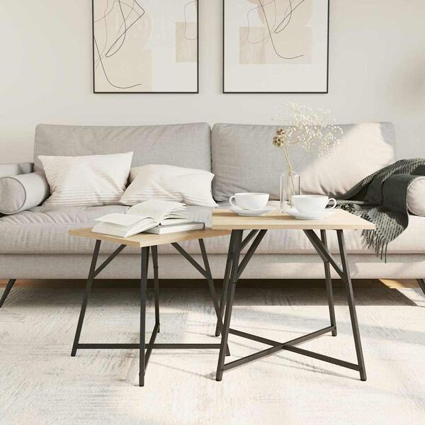 vidaXL Hli&eth;arbor&eth;ssett 2 pcs Sonoma eik og svart