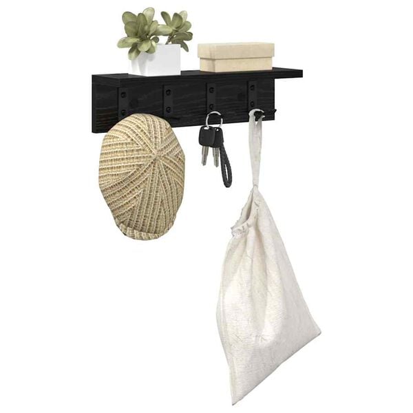 vidaXL Vegghengt fatahengi Vegghengt Svartur Eik 40 x 10,5 x 10,5 cm