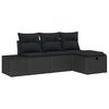 vidaXL Gar&eth;s&oacute;fa sett me&eth; p&uacute;&eth;i 4 pcs Svartur Poly rattan
