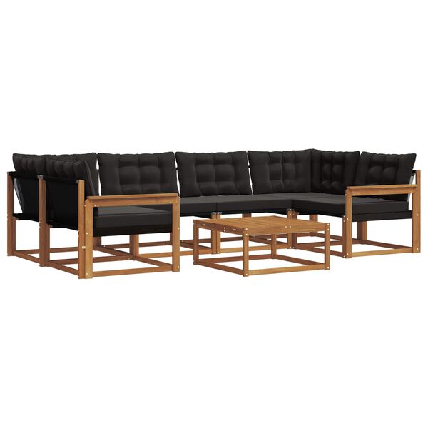 vidaXL &Uacute;ti s&oacute;fasett me&eth; p&uacute;&eth;i 7 pcs N&aacute;tt&uacute;rulegur og svartur