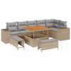 vidaXL Gar&eth;s&oacute;fa sett me&eth; p&uacute;&eth;i 9 pcs Beige og lj&oacute;sgr&aacute;r p&oacute;l&yacute;rattan