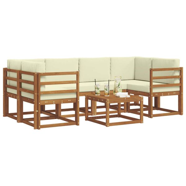 vidaXL &Uacute;ti s&oacute;fasett me&eth; p&uacute;&eth;i 7 pcs N&aacute;tt&uacute;rulegt og Krem