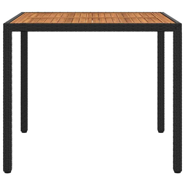 vidaXL Gar&eth;bor&eth; 90x90x75 cm P&oacute;l&yacute;rattan og Akas&iacute;uvi&eth;ur Svartur