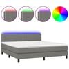 vidaXL H&oacute;lfa&eth; Springr&uacute;m me&eth; D&yacute;nu&LED D&ouml;kkgr&aacute;tt 180x200cm Tauefni
