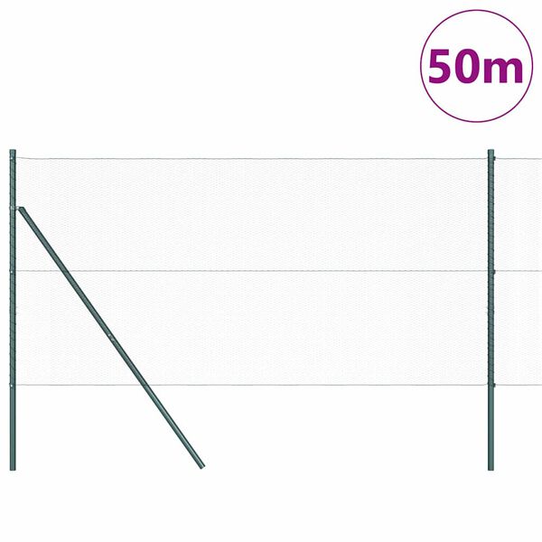 vidaXL Gir&eth;ingarp&oacute;stur Gr&aelig;nn 50 x 1 m (13 mm net) St&aacute;l og PVC