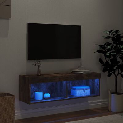 vidaXL Sjónvarpsskápur með LED Ljósum Reyktóna Eikarlitur 100x30x30 cm