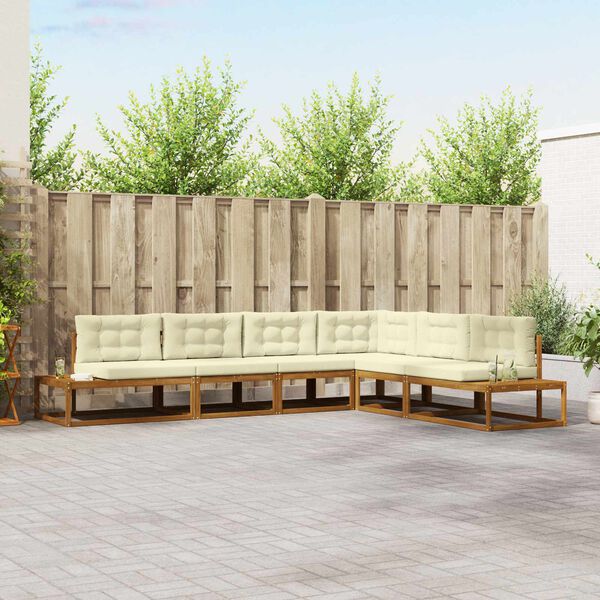 vidaXL &Uacute;ti s&oacute;fasett 6 Stykki N&aacute;tt&uacute;rulegt og Krem