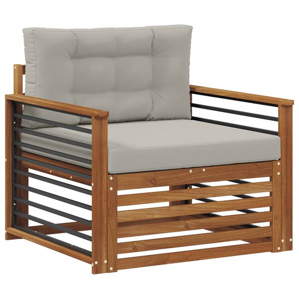 vidaXL &Uacute;ti s&oacute;fasett Solid Akas&iacute;uskei&eth; og P&oacute;lyester N&aacute;tt&uacute;rulegur