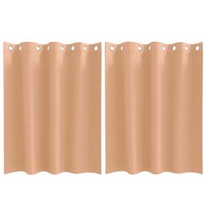vidaXL Svartgard&iacute;nur me&eth; hringjum 2 pcs L&eacute;tt br&uacute;nt 140 x 140 cm