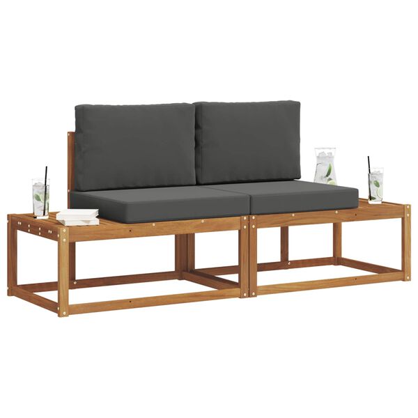 vidaXL &Uacute;ti s&oacute;fasett 2 pcs N&aacute;tt&uacute;rulegur Solid Akas&iacute;uskei&eth; og P&oacute;lyester