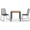 vidaXL 3 Parta Garðborðstofusett PVC Rattan Svart og Brúnn