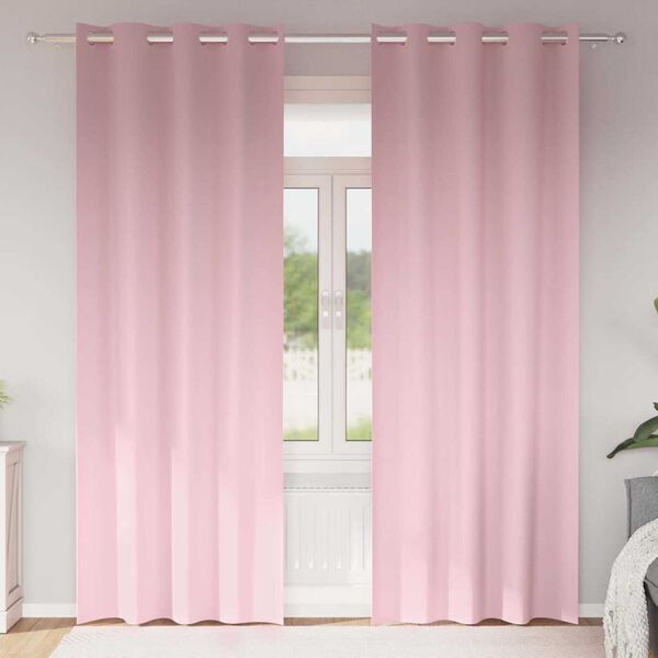 vidaXL Svartgard&iacute;nur me&eth; hringjum 2 pcs Baby bleikur 260 x 140 cm