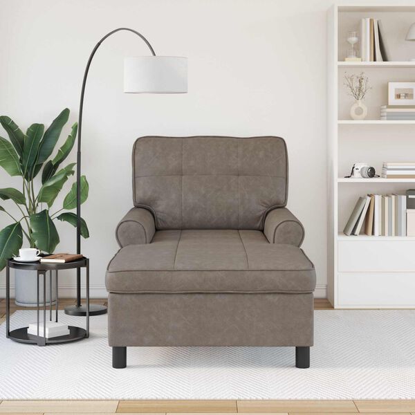 vidaXL Chaise Lounge me&eth; p&uacute;&eth;i Gr&aacute;r 91 x 157 x 91 cm Gervile&eth;ur