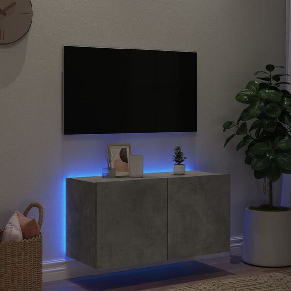 vidaXL Veggsj&oacute;nvarpssk&aacute;pur me&eth; LED-lj&oacute;sum Steypugr&aacute;r 80x35x41 cm