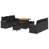 vidaXL Gar&eth;s&oacute;fa sett me&eth; p&uacute;&eth;i 11 pcs Svartur p&oacute;l&yacute;rattan