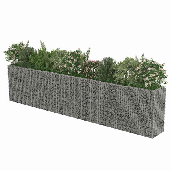 vidaXL Gabion Grj&oacute;tkassi Upph&aelig;kka&eth; Bl&oacute;maker S&iacute;nkh&uacute;&eth;a&eth; st&aacute;l450x50x100cm