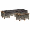 vidaXL 10 Hluta Gar&eth;s&oacute;fasett me&eth; Sessum Gr&aacute;tt P&oacute;l&yacute;rattan