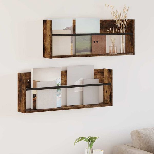 vidaXL T&iacute;marit Hillur 2 pcs Rau&eth;-eik 80 x 12 x 30 cm Samsettur vi&eth;ur