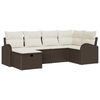 vidaXL Gar&eth;s&oacute;fa sett me&eth; p&uacute;&eth;i me&eth; geymslu 6 pcs Br&uacute;nn Poly rattan